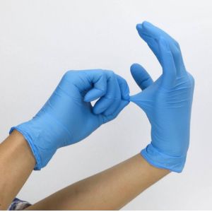 Cheap Medium Disposable Nitrile Gloves , Durable Nitrile Exam Gloves Blue Color for sale