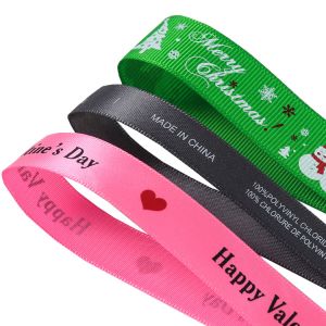 Custom Thermal Transfer Print Polyester Personalised Grosgrain Ribbon 3"