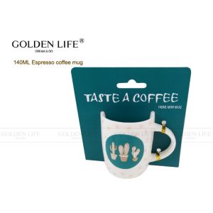 Durable Espresso Coffee Mugs 140cc Cactus Pattern Eco - Friendly AB Grade