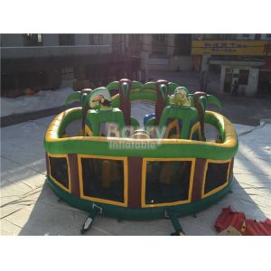 Tropical Commercial Inflatable Castle 0.55mm PVC Amusement Jungle Themed