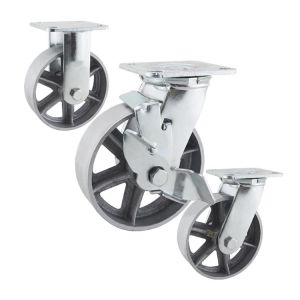 Cheap 280kg Load Capacity 6&quot; Industrial Casters Heavy Duty Cast Iron Wheels With Side Lock for sale