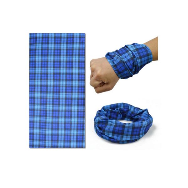 Quality Blue Grid Pattern  Tubular Headwear 100% Microfiber Polyester Sublimation Printing wholesale