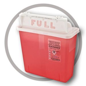 4.6 Litre Sharps disposal container, Sliding Lid, Red,Sharps Container |
