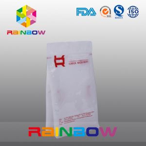 Custom Printed Flat Bottom Plastic Bags , Quad Seal Block Bottom Bag With Clear