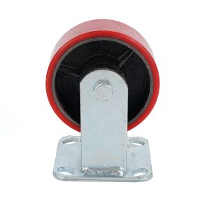 Zinc Plated Heavy Duty Cast Iron Core PU Caster Red Polyurethane Castors for