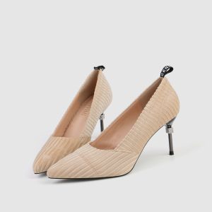 China ZM007 9871-1 Pointed Stripe Suede Ladies High-Heeled Shoes Stiletto Nightclub Style Diamond-Studded Women'S Shoes on sale