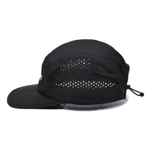 5 Panel Camper Hat with Sports Mesh Sweatband and Flat Brim Shape Laser Cutting