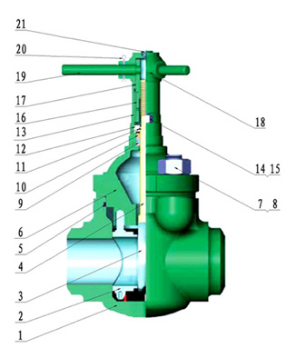 Structure diagram of Mud Gate Valve Durable Drill Spare Parts Mud Gate Valve With 316ss Gates Stems / Buna N Seats