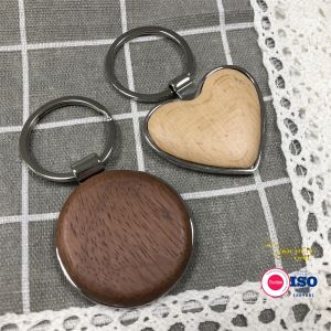Blank Wooden Key Chain Round Rectangular Sublimation Engraved Logo