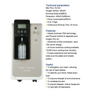 Continuous Flow 3L 5L Portable Oxygen Concentrator Machine