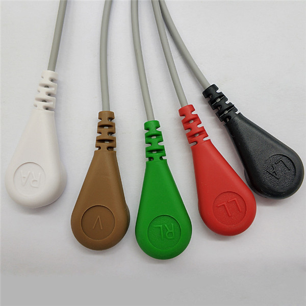 Medical Material Leads Cables , 78cm Gray Ecg Electrode Cable 6 Months Warranty