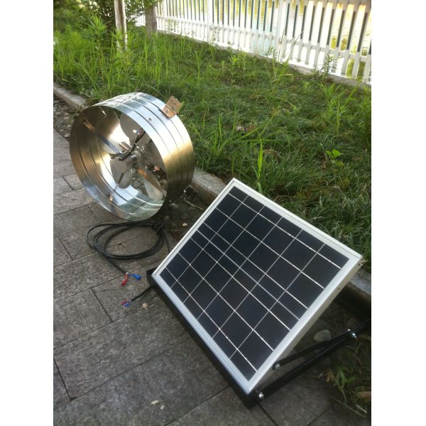 20W 12 Inch Solar Powered Gable Vent Fan Wall Mounted All Metallic Construction