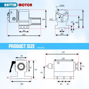 Dividing Head Reduction Gearbox 10:1 CNC Rotary Axis Kit 4th With 3 4 Jaws Chuck