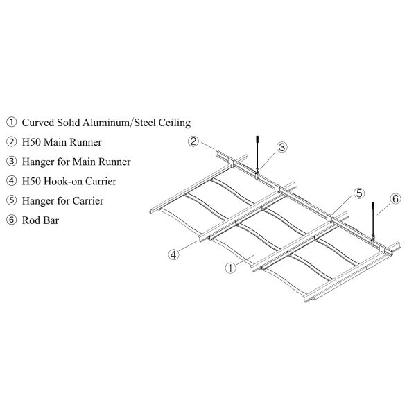 Metal Suspended Ceiling Installation System Stainless Steel Eaves Wall Cladding Panel for Handrail Elevator
