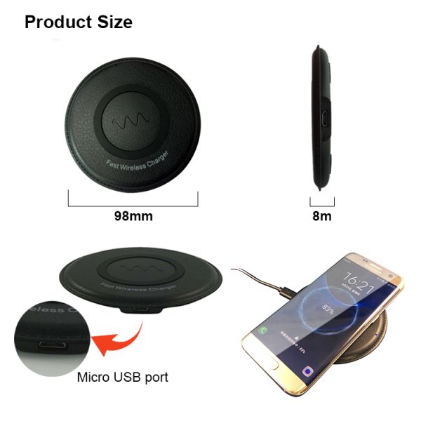 Home and car portable Pu wireless phone charger for iphone and android