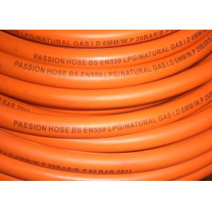 Fiber Braided Reinforced LPG Gas Hose Pipe , 1 / 4 " Gas Hose Smooth Surface