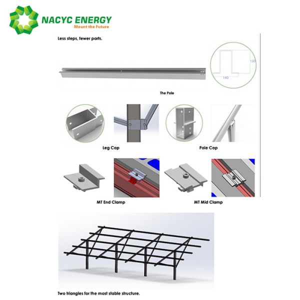 Anodized Solar Panel Support Structure Aluminum Solar Panel Pole Mounting Systems