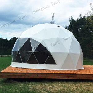 Fireproof PVC Canvas Geodesic Dome Tent Half Round Glamping Bubble Tent