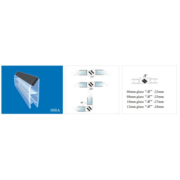 Sealing Strips/waterproof magnetic strips/shower door seals/PVC Magnetic Seal 008 A