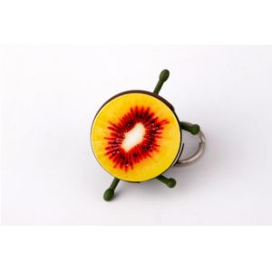 Custom Promotional Soft PVC Rubber Kiwi Fruit Miniature Key Chain Ring Attached