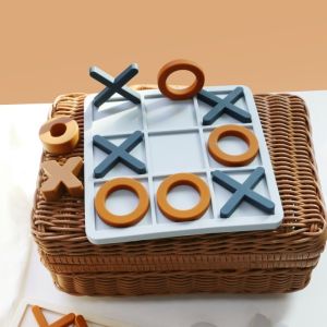 MOQ 50 Sets Silicone XO Tic Tac Toe Puzzle Customizable Logo Colors BPA Free CE