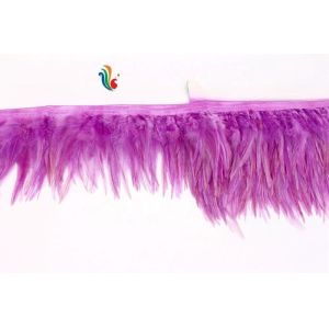 4-6inch Party Decoration Stretch Saddle Hackle Feather Fringe Trim with Satin