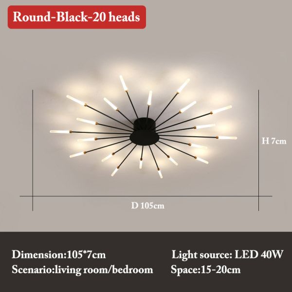Nordic fireworks ceiling lamp bedroom living room LED black ceiling lights