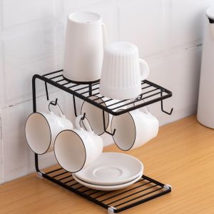 China 6 Hooks Carbon Steel Cup Rack Stand , L25cm Mug Racks Stands on sale