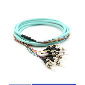 Cheap 12 Strand Fiber Optic Pigtail ST UPC OM3 Multimode Fiber Pigtail 50/125 LSZH 3m for sale