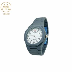 Classical Design Round Case Quartz Movement Wristwatch with Resin Strap for Kids