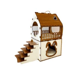 Cheap 2 Floor Castle Wooden Rabbit House Indoor 5 Stairs Support 17lbs for sale