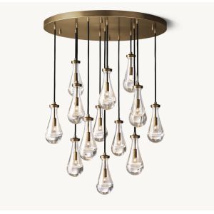 China E12 / Candelabra Brass Ceiling Chandelier 36'' Raindrop Round Chandelier on sale