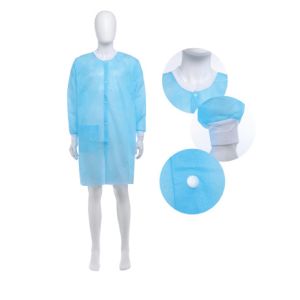 PP Disposable Lab Coat Nonwoven Single Layer Knitted or Elastic Collar and Cuffs