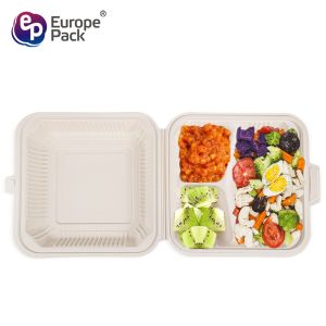Europe-Pack new arrival 1500ml biodegradable clamshell plastic 3 compartments