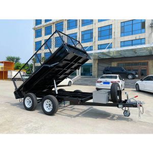 Black 2 Axle Dump Trailer Hydraulic Box Tipper Trailer Fully Welded