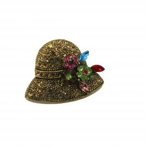 China Cute Hat Shape Fashion Brooch Pin Vintage Gold For Women 2.5cm×3.5cm on sale