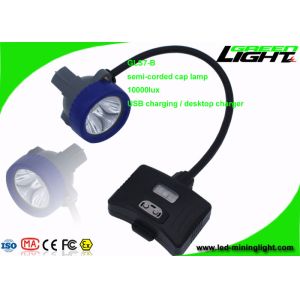 Semi - Corded Mining Cap Lights 10000Lux Compact Resistant With 1 Main Light 6