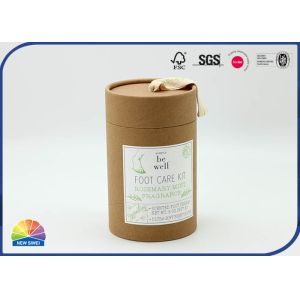China Ribbon Handles Kraft Cardboard Cylinder Tubes With Print Paster on sale