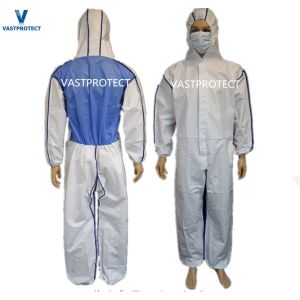 Micro-Porous Combines SMS Disposable CE Coverall Type 5 6 with Hood