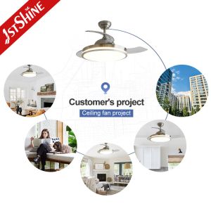 Retractable Ceiling Fan for Child Room Invisible Design Remote Control Safety