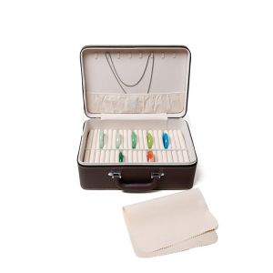 VINTAGE LARGE CAPACITY LEATHER BRACELET BOX STORAGE BOX HOUSEHOLD PORTABLE JADE