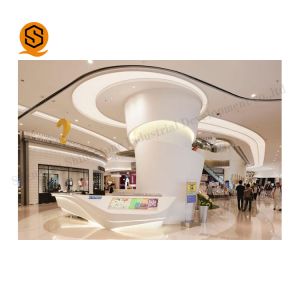 White Led Reception Desk Acrylic Solid Surface For Shopping Mall