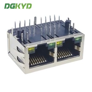 DGKYD112B096DB2A1D3 Dual Port RJ45 Connector With Light Shield 8P8C