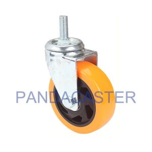 Orange Polyurethane Screw Stem Casters , Swivel Caster Wheels