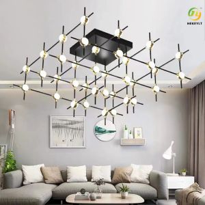 Hotel Reception Lobby Wrought Iron Paint Shelf LED Ceiling Lamp