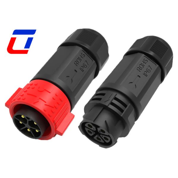 IP67 Waterproof 5 Pin Male Female Connector High Current Rated 30A With Push