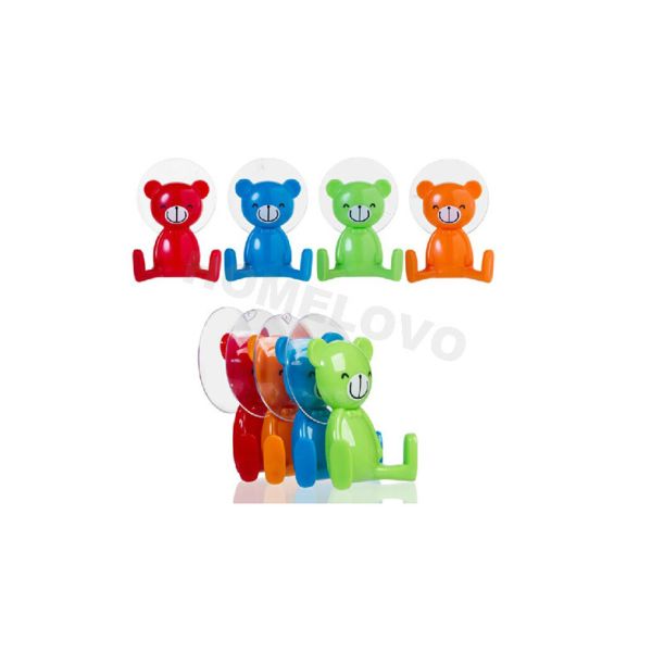 Customized Red Plastic adhesive Removable Wall Hooks Traceless , Cute animal