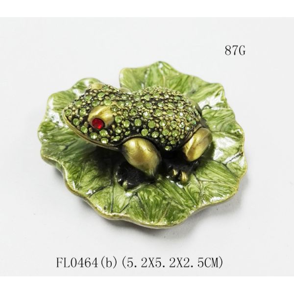 Bejewelled frog Home decoration box Alloy Hand painted crystal Frog metal