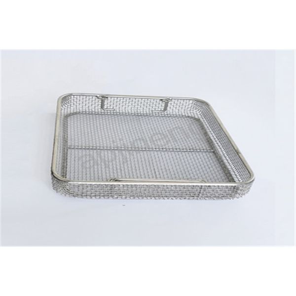 Silver Medical Wire Mesh Basket Stainless Steel customized For Hospital
