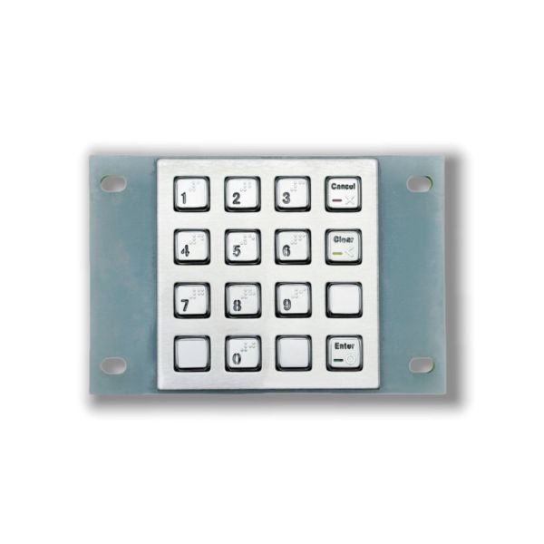 Quality IP65 / IK07 Waterproof USB interface Stainless Steel 16 Keys Backlit Keypad Industrial Numeric Keypad With Braille Rear Panel Mounted -40℃ wholesale